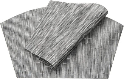 SHACOS Small Round Table Placemats Wedge Placemats with Centerpiece Round Placemat PVC Woven Table Mats Washable (7,Silver Grey)