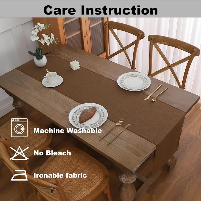 Gernaice Solid Color Table Runner, Rustic Cotton Linen Farmhouse Table Runners - Image 5