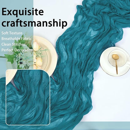 8 Pack Teal Cheesecloth Table Runner 17x108 inch | Boho Gauze Cheese Cloth - Image 6