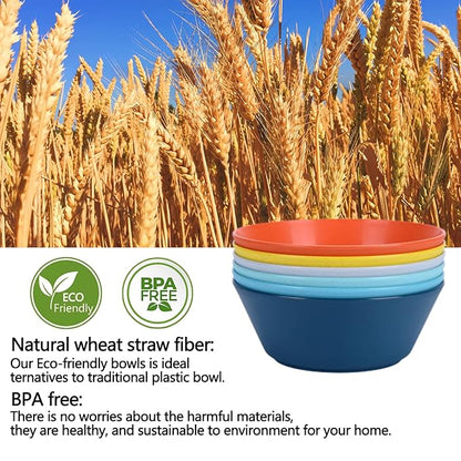 Unbreakable Large Cereal Bowls Set of 6, 32 Ounce BPA-Free Microwave & Dishwasher Safe Salad Bowls, Stackable Multicolor Kitchen Bowls for Serving, Soup, Oatmeal, Pasta, Camping & Daily Use