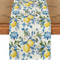 Artoid Mode Blue Lemon Iris Summer Table Runner, Seasonal Spring Kitchen Dining by ArtoidMode