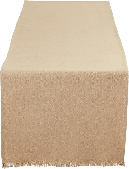 DII Everyday Collection, Fringed Solid Tabletop, Table Runner, Stone Brown by DII