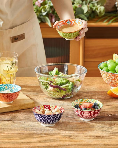 Ceramic Dipping Bowls, 3.5 inch Small Bowls for Dipping, 4oz Mini Bowl for Soy Sauce, Condiments, Side Dishes, Charcuterie Boards, Set of 6