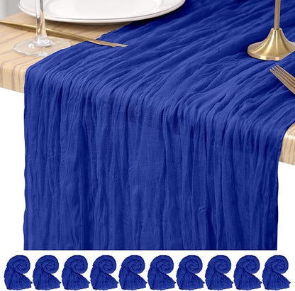 Pesonlook Cheesecloth Table Runner Royal Blue, 10 Pack 17.7x108 inch, Long | by Pesonlook