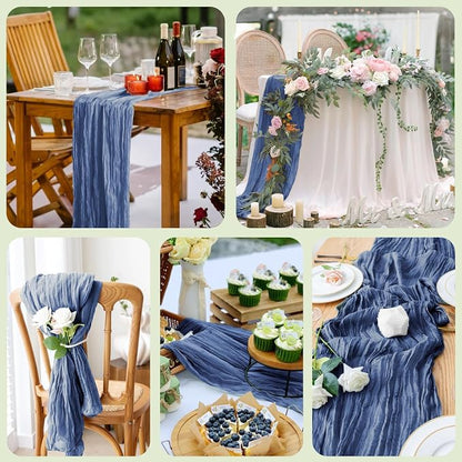 Cheesecloth Table Runner Blue 10FT Boho Gauze Runner, 6 Pack | 120 Inch Cheese - Image 7
