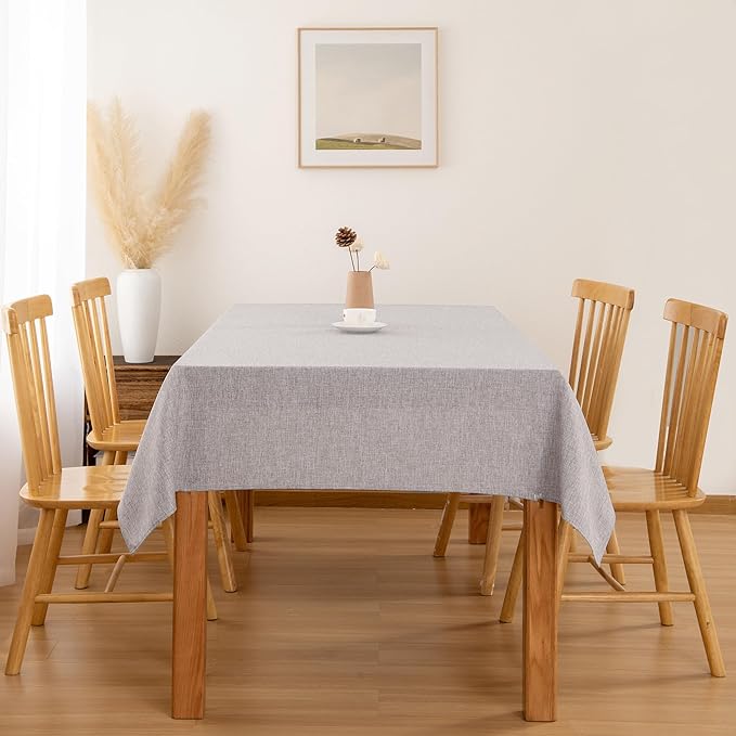 Hiasan Faux Linen Rectangle Tablecloth - Wrinkle and Stain Resistant Washable Table Cloth for Kitchen Dining Room Holiday Table Cover for Party Dinner, Stone, 70 x 108 Inch