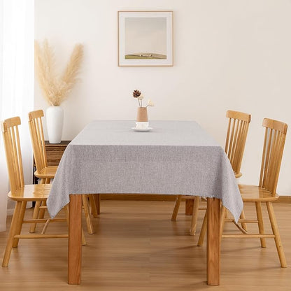 Hiasan 2 Pack Faux Linen Rectangle Tablecloth - Wrinkle and Stain Resistant Washable Table Cloth for Kitchen Dining Room Holiday Table Cover for Party Dinner, Stone, 90 x 132 Inch