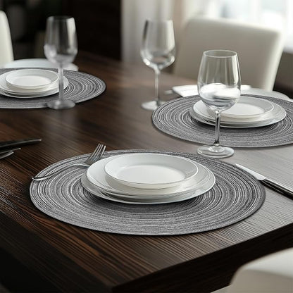 MIAOMIAO Round Placemats Set of 6 Woven Braided Place Mats | 14.5 Inch Cotton - Image 6