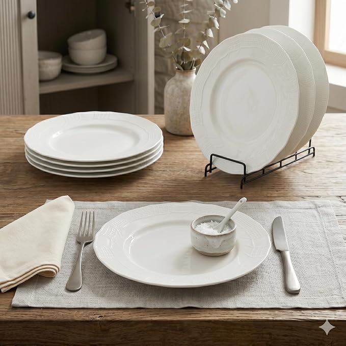 10 Inch Porcelain Dinner Plates Set of 4, Dishwasher safe, Microwave safe - Image 4