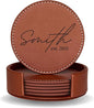 Set of 6 Engraved Leather Coasters by EssenzaEngravings