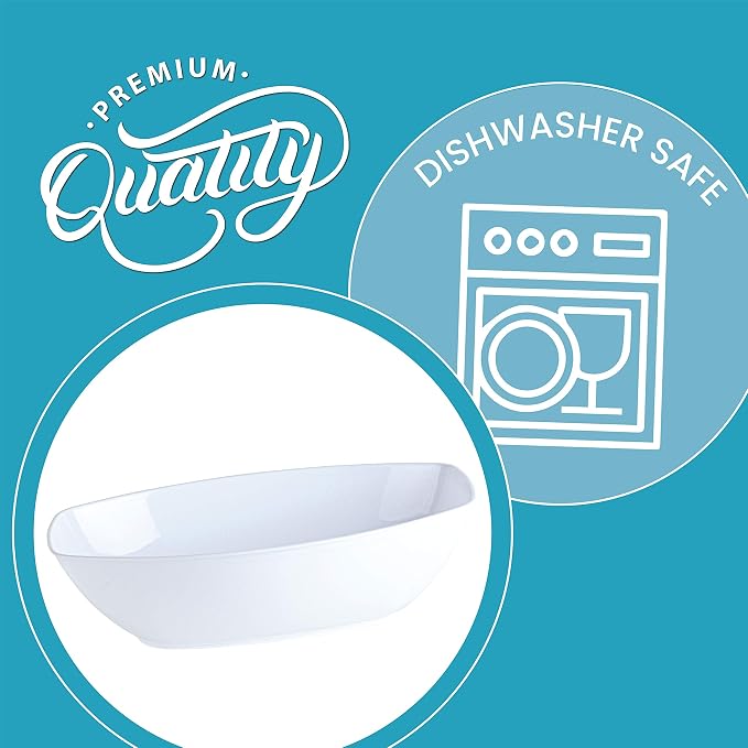 White Disposable Oval Serving Bowls, Party Snack Salad Bowl Pack of 4 - Image 7