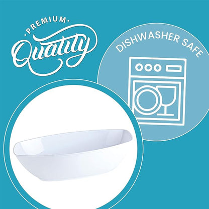 White Disposable Oval Serving Bowls, Party Snack Salad Bowl Pack of 4 - Image 7