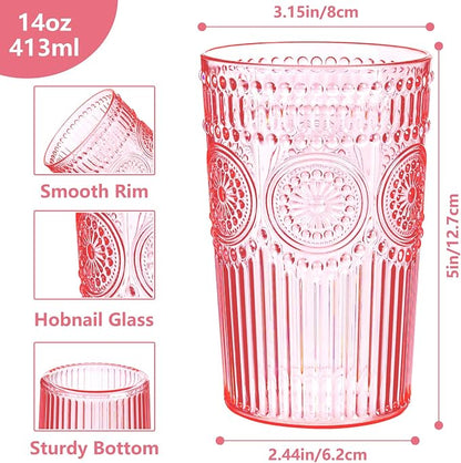 Ciaell 12 Pack Pink Plastic Water Glasses - Image 2