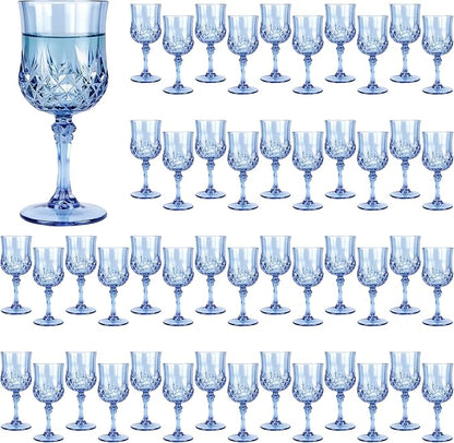 48Pack Plastic Wine Glasses, 7oz Vintage Goblets by LEYIQU
