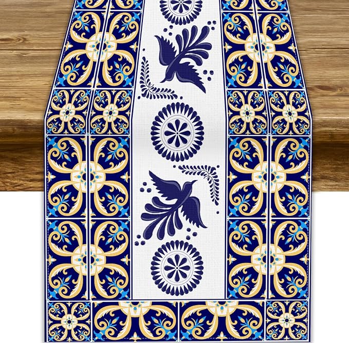 YCness Floral Bird Mexican Table Runner, 13x36 Inch by YCness