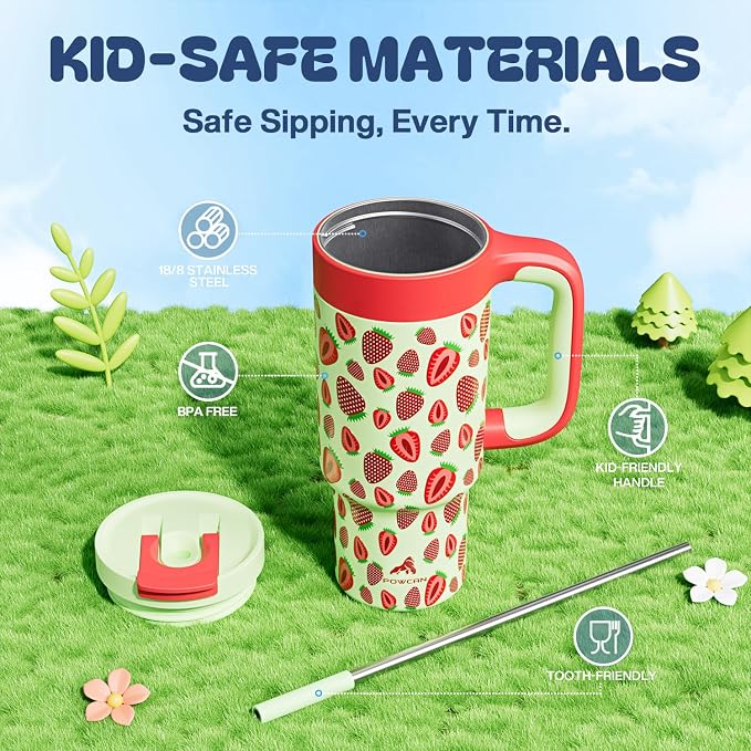 24 oz Metal Tumbler Cup for Girls: Easy Grip Handle, Leak-Proof when Sealed - Image 5