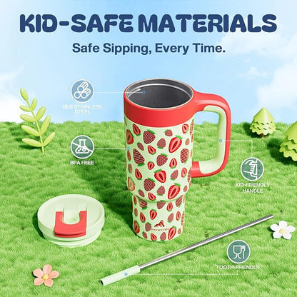 24 oz Metal Tumbler Cup for Girls: Easy Grip Handle, Leak-Proof when Sealed - Image 5