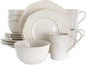 Elama Round Decorated Stoneware Scallop Embossed Dinnerware Dish Set, 16 Piece by Elama