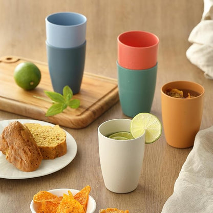 6PCS Wheat Straw Cups, OHOLA Unbreakable Reusable Plastic Drinking Glasses Cups - Image 9