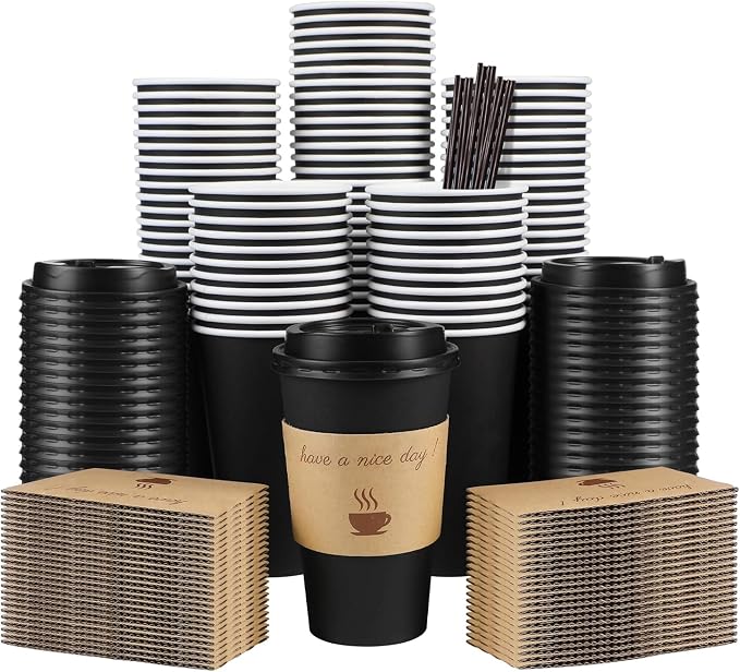 Clawsoff 100 Pack 16 oz Disposable Paper Coffee Cups by BuyNow