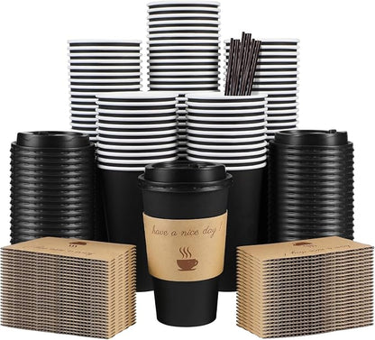 Clawsoff 100 Pack 16 oz Disposable Paper Coffee Cups by BuyNow
