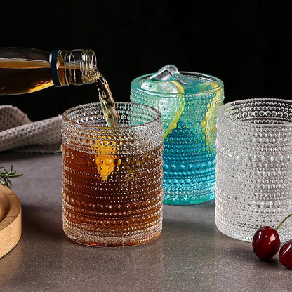 Amyoole Hobnail Drinking Glasses Set of 6, 12oz Bar Tumbler Glassware | Clear - Image 7