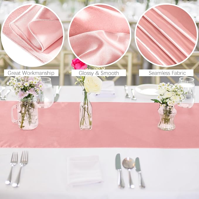 Aneco 4 Pack Satin Table Runner 12 x 108 Inch Long Bright Silk and Smooth - Image 3