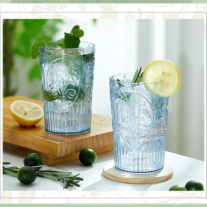 48 Pcs 16 oz Plastic Vintage Drinking Glasses Stemless Ribbed Highball Glasses - Image 4