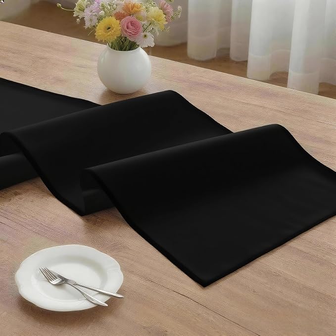 MEANMOY Black Table Runner 60 Inches Long Waterproof Washable Table Runners | - Image 3