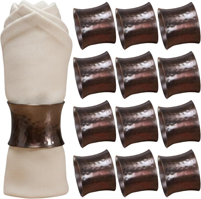 Decorative Metal Drum Napkin Rings Set of 12 by ALPHALivingHOME