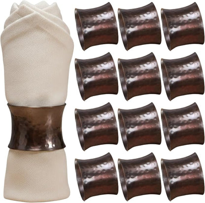 Decorative Metal Drum Napkin Rings Set of 12 by ALPHALivingHOME
