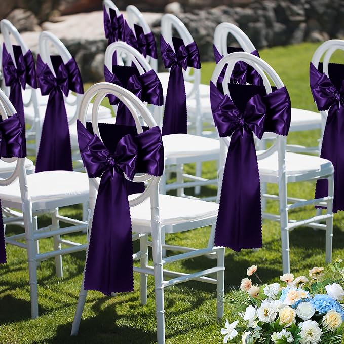 VACVELT Purple Satin Table Runners, 12x72 Inch, 12 Pack, Scalloped Edge | Silky - Image 9