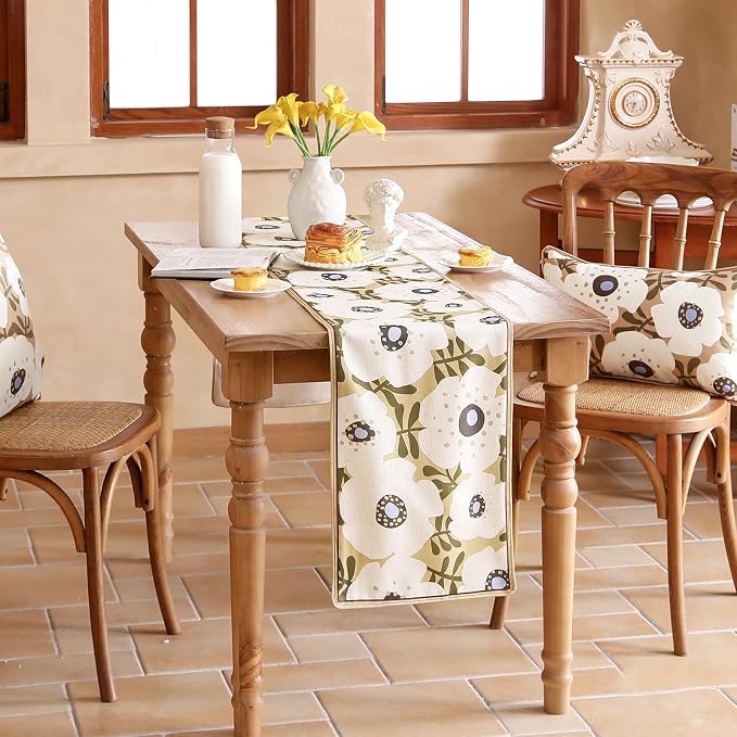 bilin gaier Designer French Linen Table Runner, Floral Pattern, Dining Table - Image 4