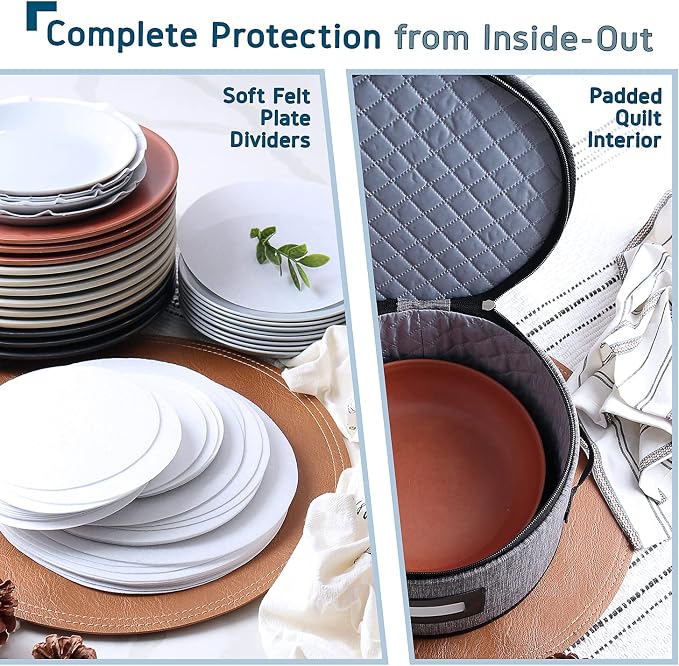 Fine China Storage Containers, 5 Piece Quilted Dish Storage Containers - Image 7