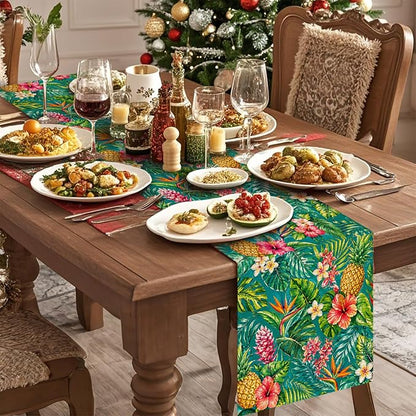 Tropical Pineapple Table Runner Burlap Kitchen Dining Linen Table Decoration - Image 6