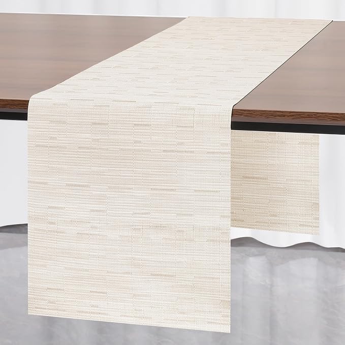 Myir JUN White Table Runner Home Decor Dining Table Runners | Vinyl Table by MyirJUN