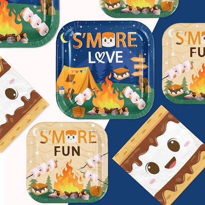 250Pcs S' Mores Camping Party Plates Supplies ，Serves 50 | S' More Love Fun - Image 4