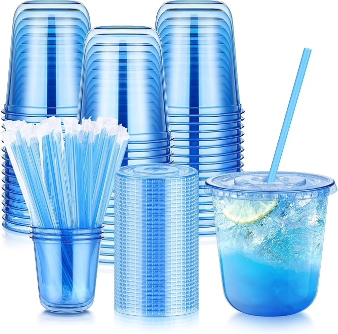KesaPlan 50 Pack 12 oz Blue Plastic Party Cups by KesaPlan