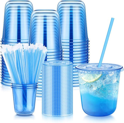 KesaPlan 50 Pack 12 oz Blue Plastic Party Cups by KesaPlan