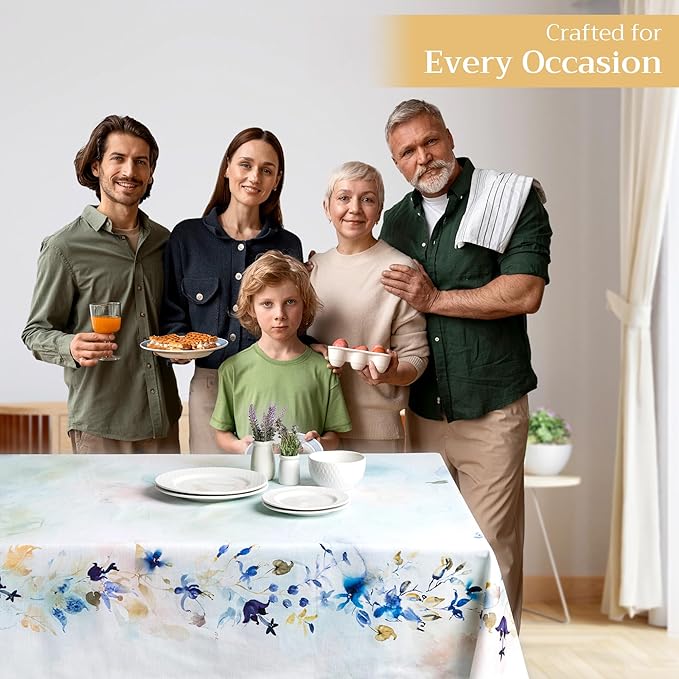 Maison d' Hermine Table Cloth Rectangle Table 100% Cotton 70 x 90 Inches Tablecloth Reusable Decorative for Dining Room Farmhouse Home Valentines Day Decorations Spring Summer - Lazy Summer Days