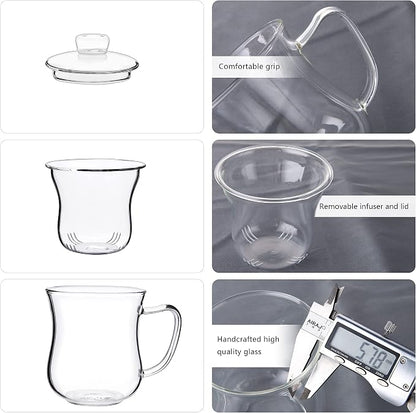 CNGLASS Glass Tea Cup with Removable Infuser and Lid, 10oz Thickened Glass - Image 2
