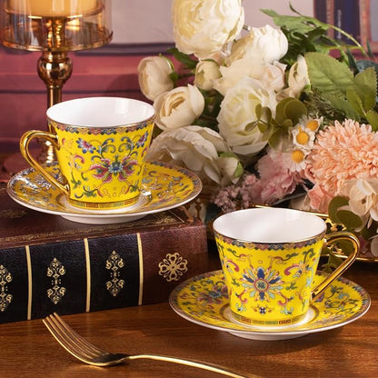 KAMMAK Tea Cup and Saucer, Ceramic Coffee Cups, Afternoon Tea and Entertaining - Image 6