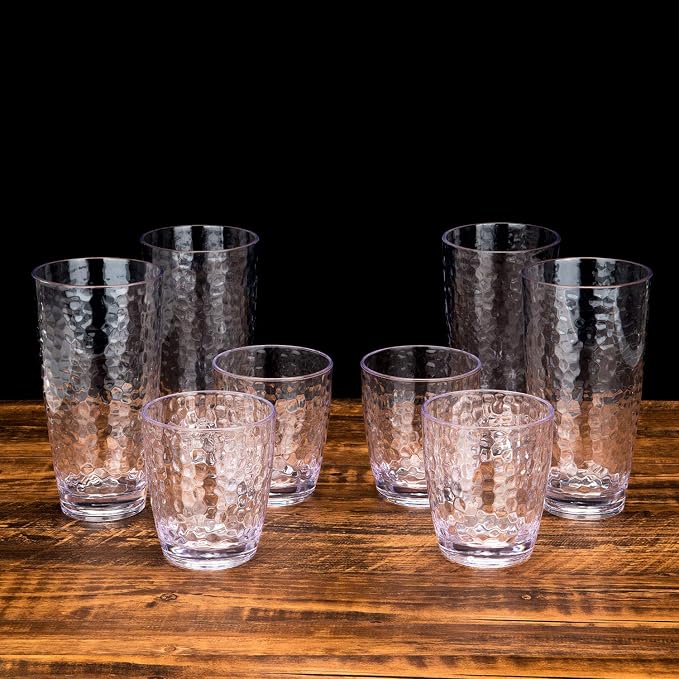 KOXIN-KARLU Hammered 15-ounce and 26-ounce Plastic Tumbler Acrylic Glasses - Image 5