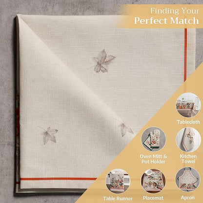Maison d' Hermine Cloth Napkins Set of 4 100% Cotton for Thanksgiving Christmas Decorations Everyday Reusable Square Fall Napkins Cloth Washable Dinner Party (Recolte, 20"x20")