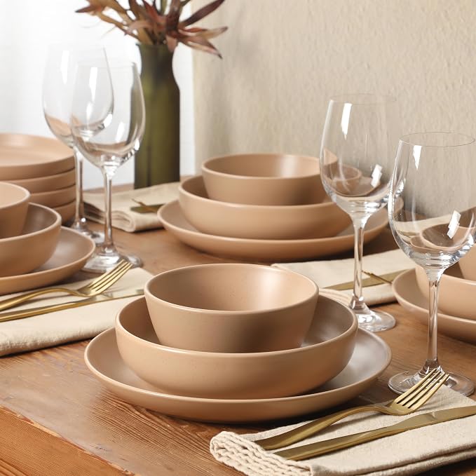 Gibson Elite Leeds Court Plates and Bowls Sets, 16-Piece Stoneware Dinnerware - Image 6