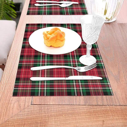 Christmas Place mats Set of 4, 12x18 Inches Red Green Plaid Decorative Placemats Rectangle Winter Table Mats for Party Home Kitchen Dining Table Decoration