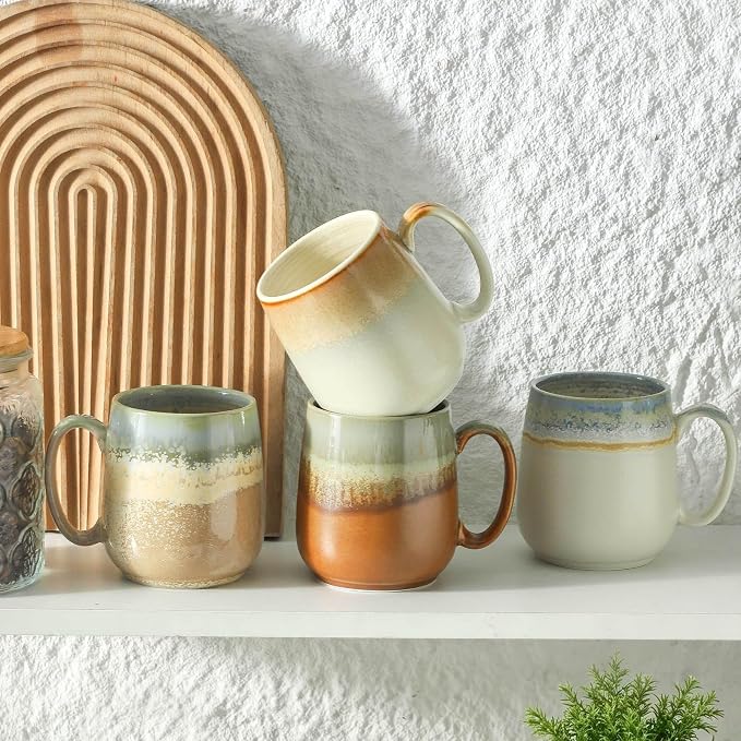 HASENSE Ceramic Coffee Mugs Set of 4, 16 oz Large Reactive Glaze Mugs | - Image 5