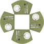 SHACOS PVC Woven Vinyl Wedge Placemats Set of 4 Round Table Placemats Wipe Clean Heat Resistant Round Table Mats (4, Green)