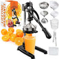 Zulay Kitchen Pulverizer 9 in 1 Cast Iron Juicer - Easy-to-Clean Heavy-Duty Manual Juicer with Presser Attachment to Juice All Types of Fruits! Extra Tall with Stainless Steel Bowl - Black