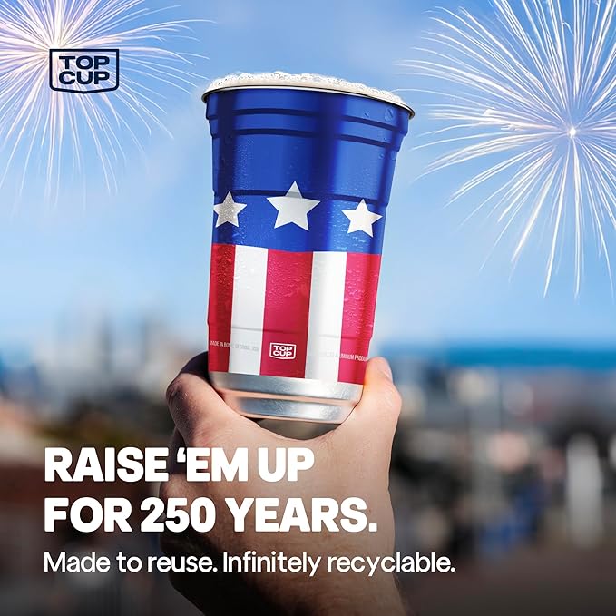 Top Cup Americana Cup | 12 oz Reusable Aluminum Party Cups 50 Count | Durable - Image 6